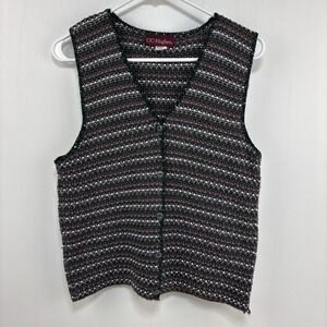 VTG 90s CC Hughes Knit Button Sweater Vest Size M Grandmacore Cottagecore‎ Retro